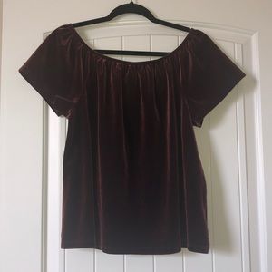 Velvet off the shoulder shirt